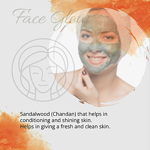 Pride Of India Face Glow - Fuller's Earth (Multani Mitti) Indian Healing Face Mask Powder with Sandalwood, 100% Natural, 120 g (12 Sachet of 10g each) 