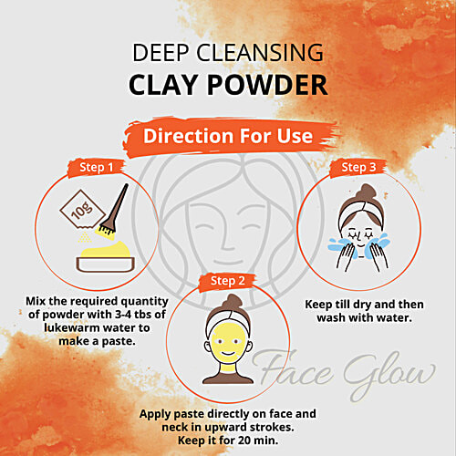 Pride Of India Face Glow - Fuller's Earth (Multani Mitti) Indian Healing Face Mask Powder with Sandalwood, 100% Natural, 120 g (12 Sachet of 10g each) 