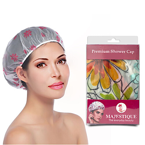 Majestique Shower Cap - BA206, Ideal For All Hair Lengths & Thicknesses, Assorted Colour, 1 pc Pouch 