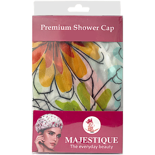 Majestique Shower Cap - BA206, Ideal For All Hair Lengths & Thicknesses, Assorted Colour, 1 pc Pouch 