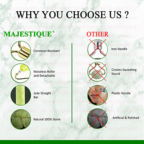 Majestique Facial Massager - Jade Roller Tool, FC72, Assorted Colour, For Skincare, 1 pc Pouch 