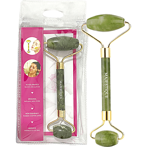 Majestique Facial Massager - Jade Roller Tool, FC72, Assorted Colour, For Skincare, 1 pc Pouch 