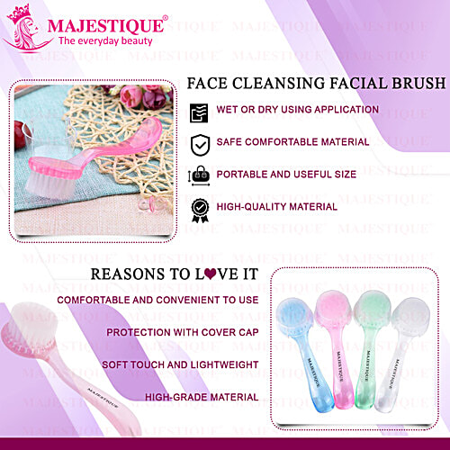 Majestique Facial Cleansing Brush - FC84, Removes Dead Skin, Assorted Colour, 1 pc Pouch 