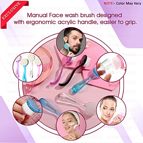Majestique Facial Cleansing Brush - FC84, Removes Dead Skin, Assorted Colour, 1 pc Pouch 