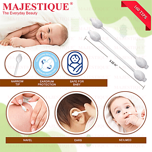 Buy MAJESTIQUE Cotton Swab FC91, 100 Paper Soft & Gentle Tip, Ideal