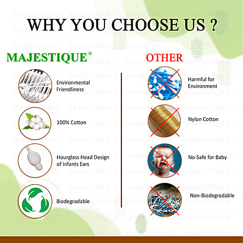 Majestique Cotton Swab - FC91, 100% Paper Soft & Gentle Tip, Ideal for Babies, 160 pcs Pouch