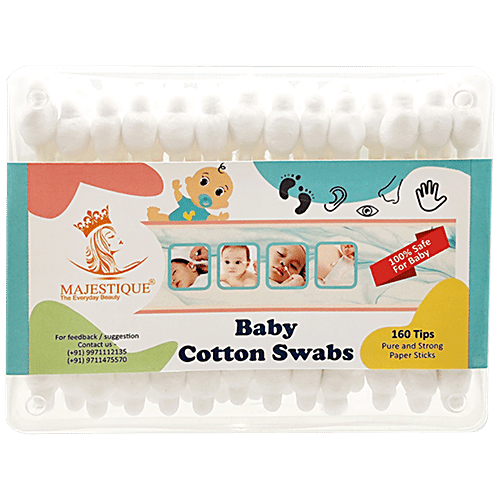 Buy MAJESTIQUE Cotton Swab FC91, 100 Paper Soft & Gentle Tip, Ideal