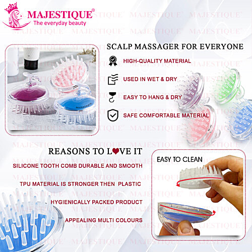 Majestique Bath Scalp Massager - BA213, Stress & Tension Relief, Assorted Colour, 1 pc Pouch 