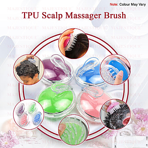 Majestique Bath Scalp Massager - BA213, Stress & Tension Relief, Assorted Colour, 1 pc Pouch 