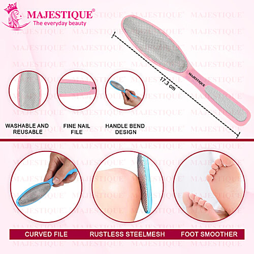 Majestique 2 In 1 Plate Foot Scrubber & Emery Board Nail Filer - CMB534, Assorted Colour, 1 pc  