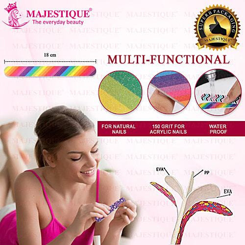 Majestique 2 In 1 Plate Foot Scrubber & Emery Board Nail Filer - CMB534, Assorted Colour, 1 pc  