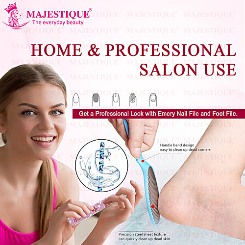 Majestique 2 In 1 Plate Foot Scrubber & Emery Board Nail Filer - CMB534, Assorted Colour, 1 pc  
