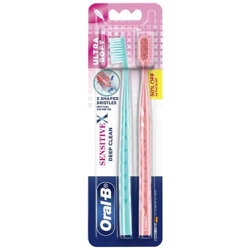 Oral-B Sensitive X Deep Clean Toothbrush - Ultra Soft Bristles & X-Filament Technology, For Gentle Superior Clean, 2 pcs  