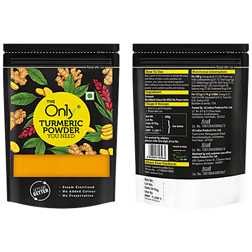 Buy On1y Turmeric Powder Steam Sterilized, No Added Colour