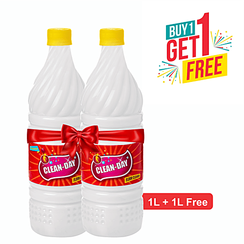 Clean Day  Floor Cleaner/White Phenyl - Fresh Fragrance, Removes Tough Stains & Dirt, 1 L (Buy 1 Get 1 Free) 