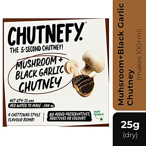 Chutnefy 5 Second Mushroom & Black Garlic Chutney - Chettinad Style Flavour, Peel & Pour, 30 g  
