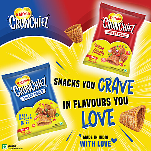 Buy Saffola Munchiez Ragi Chips Masala Twist, Cone Shaped, High In