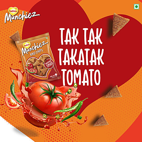 Buy Saffola Munchiez Ragi Chips Takatak Tomato, Cone Shaped, High In