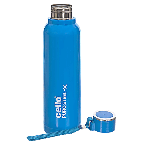 Cello Puro Steel-X Benz 900 Insulated Bottle - With Stainless Steel Inner, Blue, 730 ml  