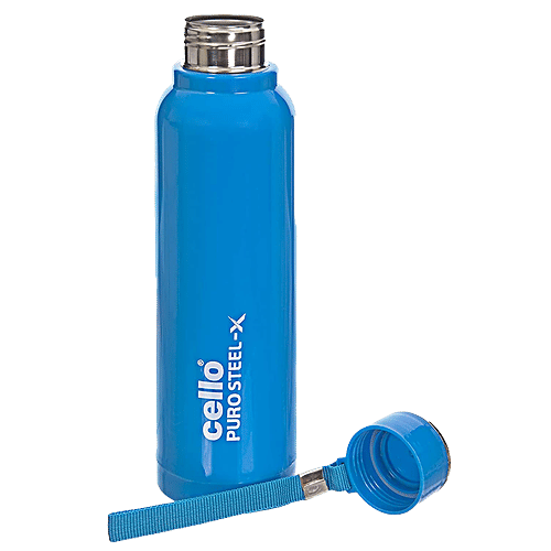 Cello Puro Steel-X Benz 900 Insulated Bottle - With Stainless Steel Inner, Blue, 730 ml  