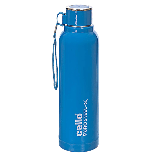 Cello Puro Steel-X Benz 900 Insulated Bottle - With Stainless Steel Inner, Blue, 730 ml  
