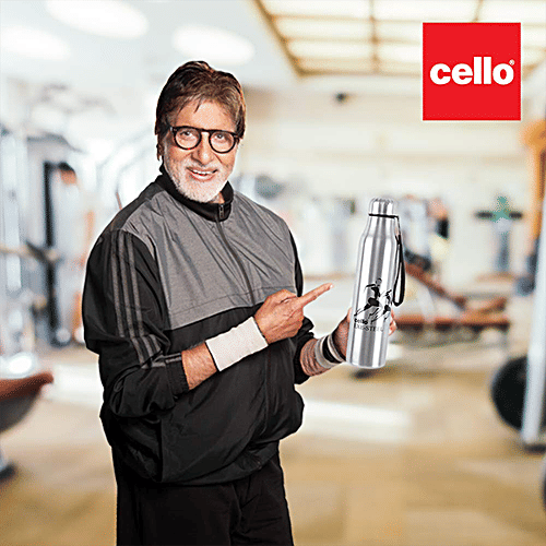 Cello Goldie Stainless Steel Water Bottle - Leak Proof, Compact & Portable, Silver, 1 L  