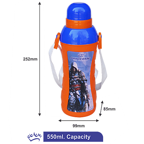 Princeware Ellivia Insulated Water Bottle - Plastic, Orange, For Kids, Durable, Leak-proof, 550 ml