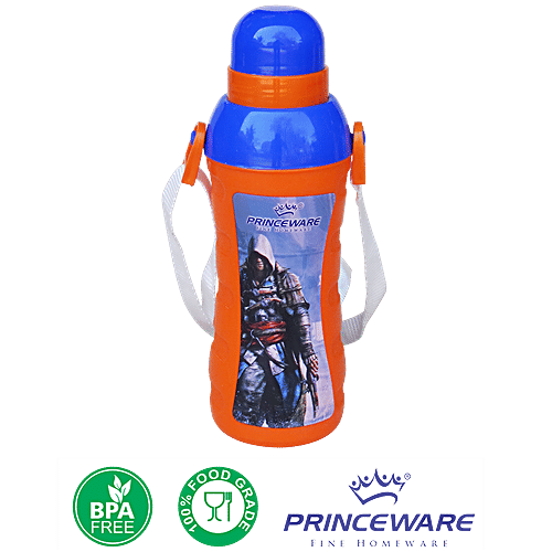 Princeware Ellivia Insulated Water Bottle - Plastic, Orange, For Kids, Durable, Leak-proof, 550 ml