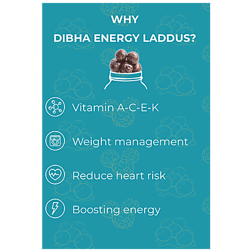 Dibha Energy Laddu - Dry Fruits, Sugar-Free, Gluten-Free, Natural, 130 g  