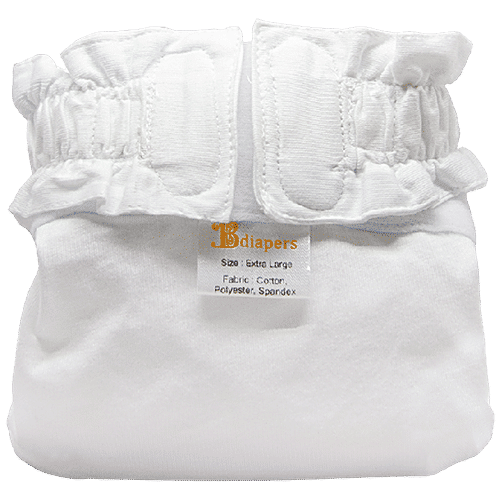 Bdiapers Hybrid Nappy - 1 Washable Cloth Diaper Cover, 30 Disposable Nappy Pads, Plain, Extra Large, 90 g  