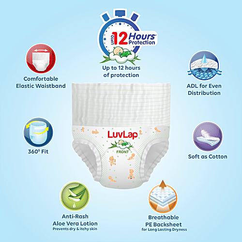 LuvLap LuvLap Baby Diaper Pants - M, 1 pc Ultra Soft, Anti-Rash