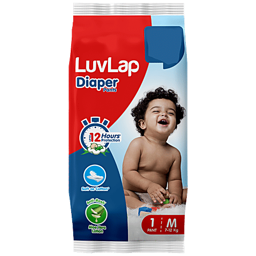 LuvLap LuvLap Baby Diaper Pants - M, 1 pc Ultra Soft, Anti-Rash