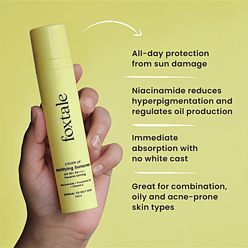 Buy foxtale Cover Up Mattifying Sunscreen SPF 50+ PA++++, Prevents