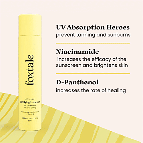 Buy foxtale Cover Up Mattifying Sunscreen SPF 50+ PA++++, Prevents