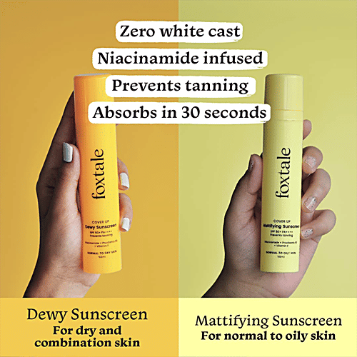 Buy foxtale Cover Up Mattifying Sunscreen SPF 50+ PA++++, Prevents