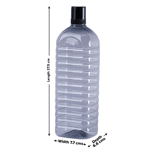 bb home Leo Plastic PET Water Bottle - Break Resistant, Leak Proof, Narrow Mouth, Black, 1 L (Pack of 6) 