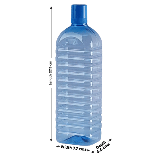 bb home Leo Plastic PET Water Bottle - Break Resistant, Leak Proof, Narrow Mouth, Blue, 1 L (Pack of 6) 