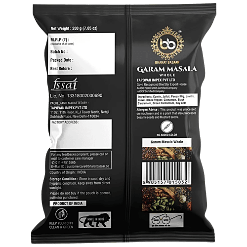 Buy Bharat Bazaar Garam Masala Whole 100 Pure, Spice Blend Online at