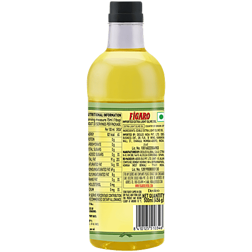 Figaro Extra Light Tasting Olive Oil - Ideal For Indian Cooking, Suitable For Deep Frying, 500 ml  
