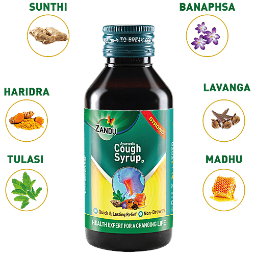 Buy ZANDU Ayurvedic Cough Syrup Strong, NonDrowsy, Helps Relief From