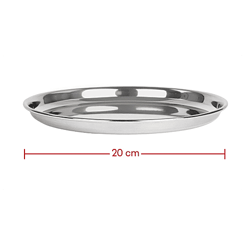 Omega Begi Dinner Plate - 9', Stainless Steel, Dishwasher Safe, 20 cm, Silver, 4 pcs  