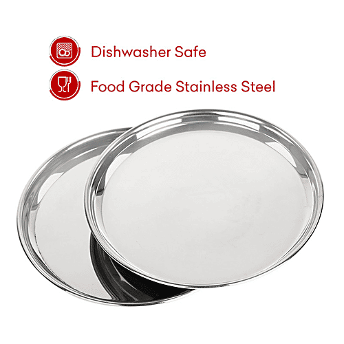Omega Begi Dinner Plate - 9', Stainless Steel, Dishwasher Safe, 20 cm, Silver, 4 pcs  