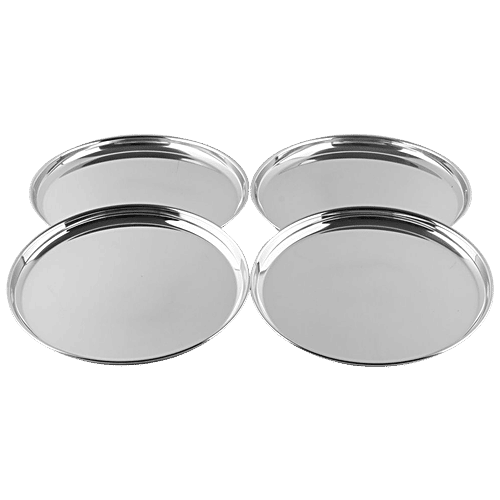 Omega Begi Dinner Plate - 9', Stainless Steel, Dishwasher Safe, 20 cm, Silver, 4 pcs  