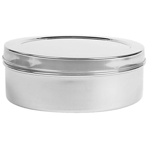 Omega Stainless Steel Plain Masala Dabba/Spice Box - 12', With Inner Steel Plate, 2 L  