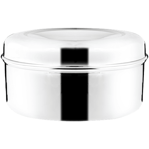 Omega Stainless Steel Round Puri Dabba/Container - No.6, Rust Proof, Durable, Silver, 200 ml  