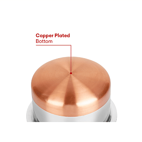 Omega Stainless Steel Copper Bottom Tope/Patila - 16', 0.8 mm, Induction Base, Dishwasher Safe, 5 L  