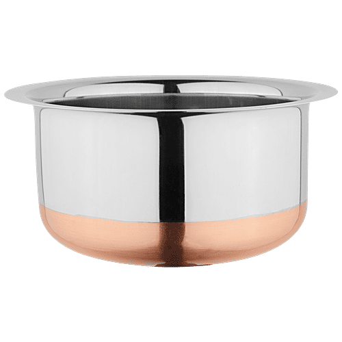 Omega Stainless Steel Copper Bottom Tope/Patila - 16', 0.8 mm, Induction Base, Dishwasher Safe, 5 L  