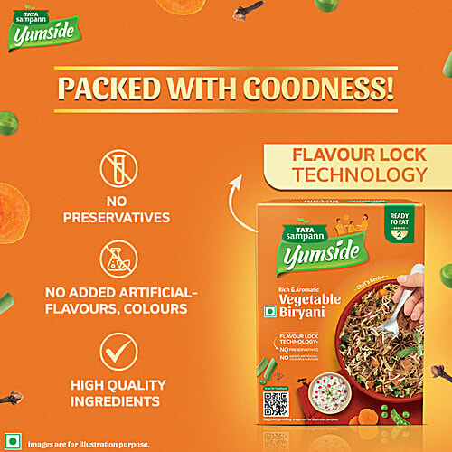 Tata Sampann Yumside Vegetable Biryani - Rich & Aromatic, Ready To Eat, No Preservatives, 330 g (Pack of 2) 