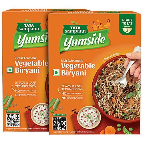Tata Sampann Yumside Vegetable Biryani - Rich & Aromatic, Ready To Eat, No Preservatives, 330 g (Pack of 2) 