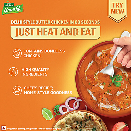 Tata Sampann Yumside Delhi Style Butter Chicken - Source Of Protein, Ready To Eat, No Preservatives, 285 g (Pack of 2) 